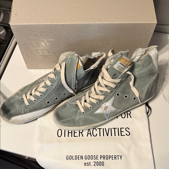 Golden Goose Women’s High-Top Sneakers - Green and White - Picture 1 of 4
